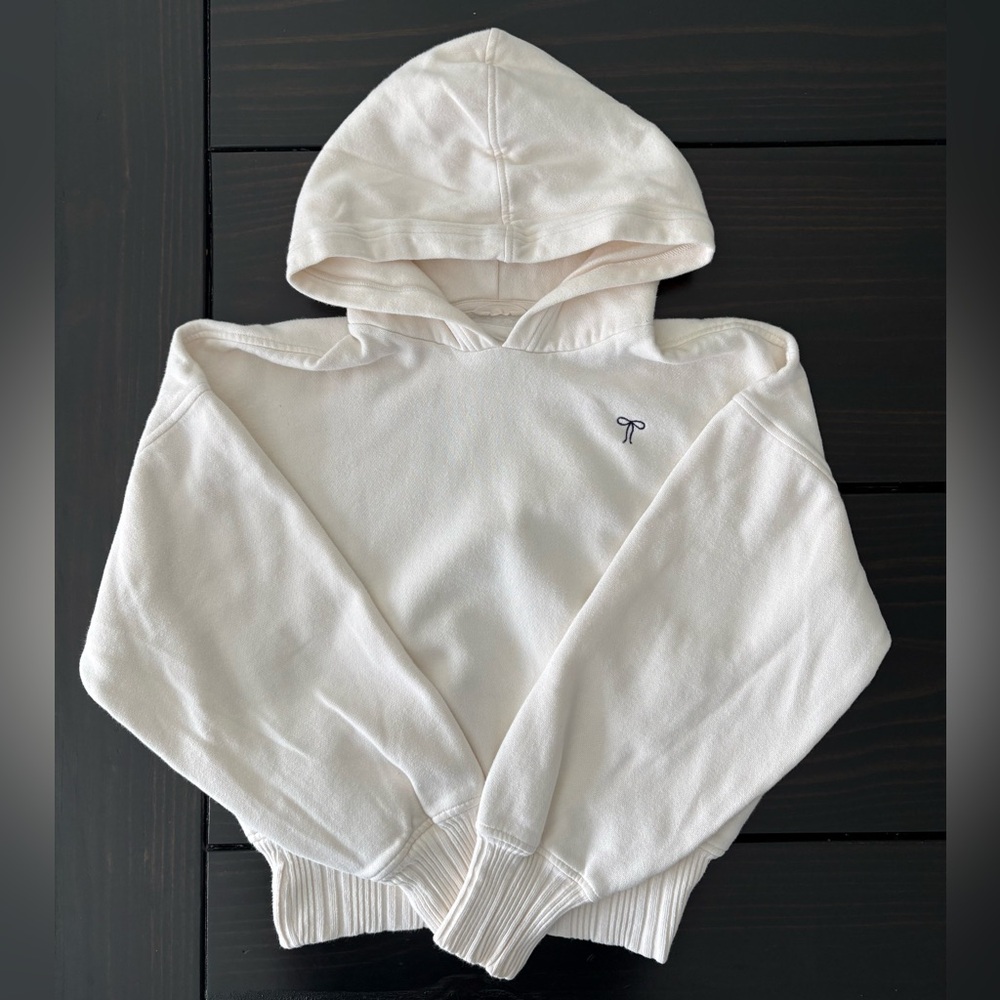 Aerie Cream Cropped Hoodie Sweatshirt - Size XS